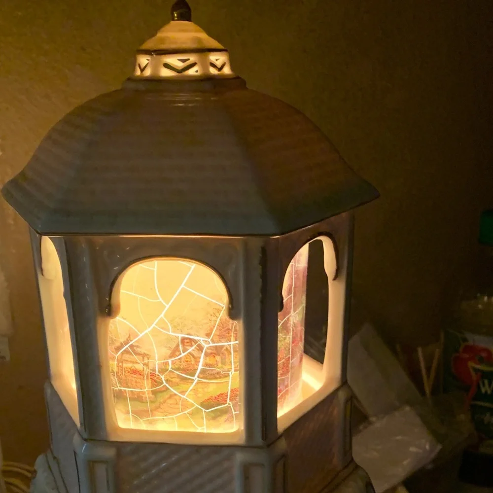 Vintage Thomas Kinkade Cottage Gazebo Lighted Music Make A Wish Box